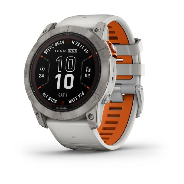 fenix® 7X Pro Solar Sapphire Edition 51 mm - Titanium Bezel, Gray/Orange Case and Silicone Band