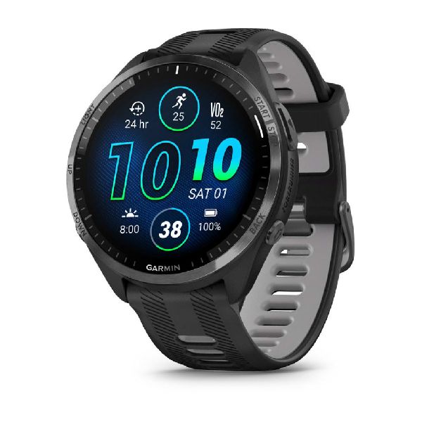 Forerunner® 965 - Black Case Black Carbon Gray DLC Titanium Bezel Black/Powder Gray Silicone Band