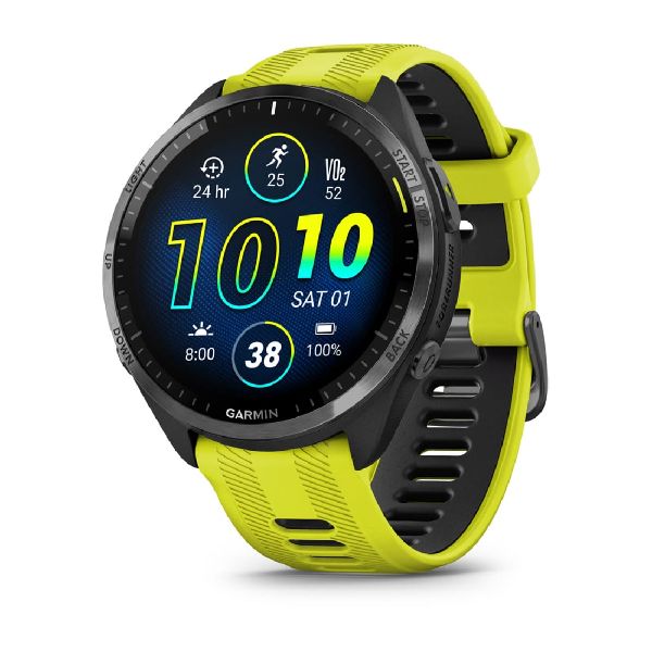 Forerunner® 965 - Black Case Black Carbon Gray DLC Bezel Titanium Amp Yellow/Black Silicone Band