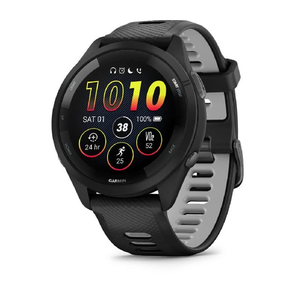Forerunner® 265 - Black Case Black Bezel Black/Powder Gray Silicone Band