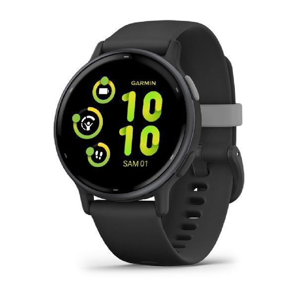 vívoactive® 5 - Boitier noir avec lunette en aluminium Gray et bracelet silicone noir