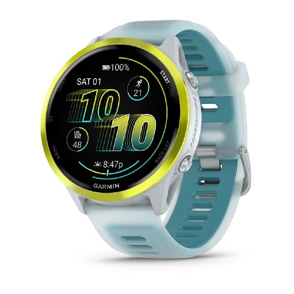 Forerunner® 570 - 47mm - Aluminium jaune avec bracelet blanc translucide/Turquoise