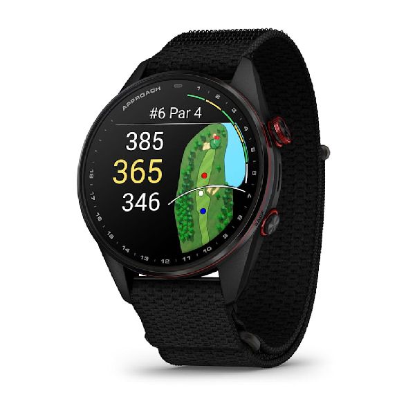 Approach® S72 - 47mm - Carbon Gray/Red DLC Titanium Bezel with Black ComfortFit Fabric Band