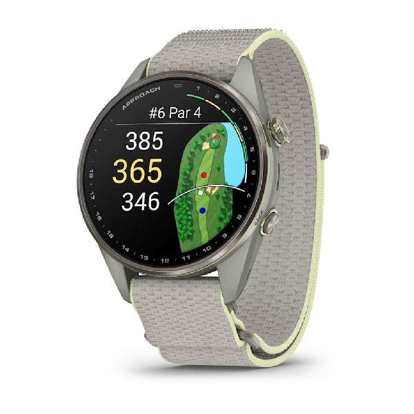 Approach® S72 - 47mm - titane argenté/Citron avec bracelet en tissu ComfortFit Gris cendré/Citron