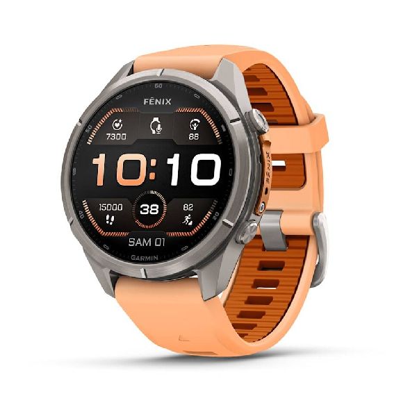 fenix® 9 Pro - 43mm - Titanium with Shell Pink/Autumn Orange Silicone Band