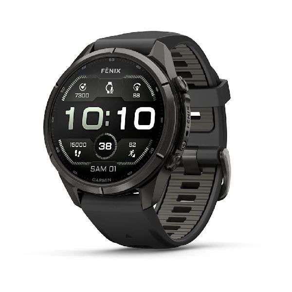 fenix® 9 Pro - 43mm - Carbon Gray DLC Titanium with Black/Pebble Gray Silicone Band