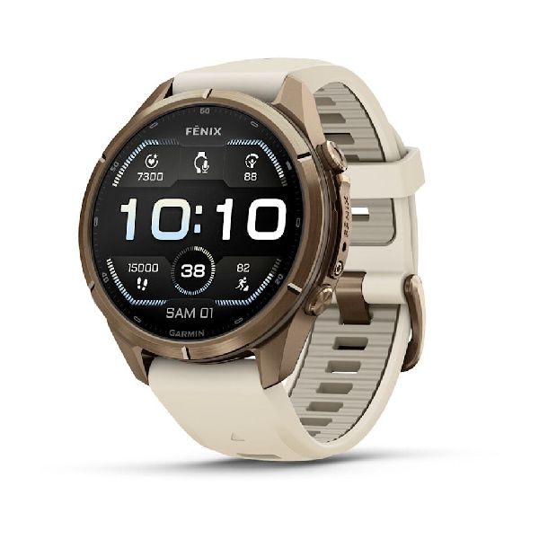 fenix® 9 Pro - 43mm - Autumn Gold Titanium with Cream/French Gray Silicone Band