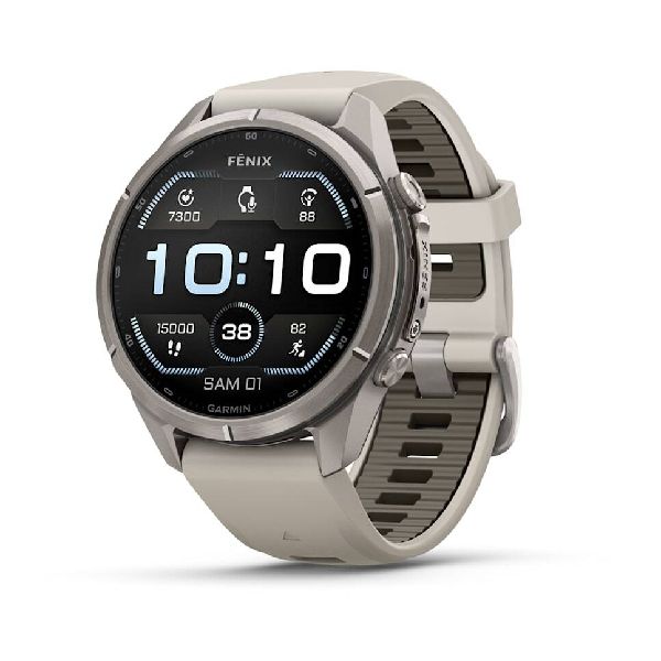 fenix® 9 Pro - 43mm - Titanium with Fog Gray/Dark Sandstone Silicone Band