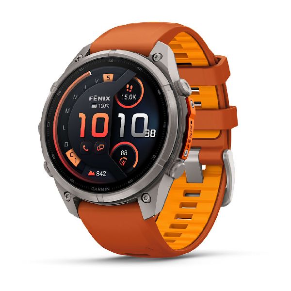 fenix® 9 Pro - 47mm - Titanium with Autumn Orange/Spark Orange Silicone Band