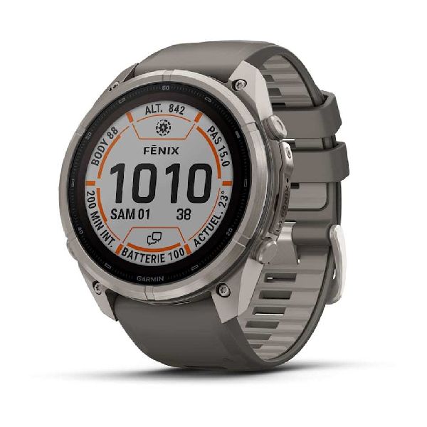 fenix® 9 Pro Solar - inReach® - 51mm - Titanium with Pebble Gray/Silver Gray Silicone Band