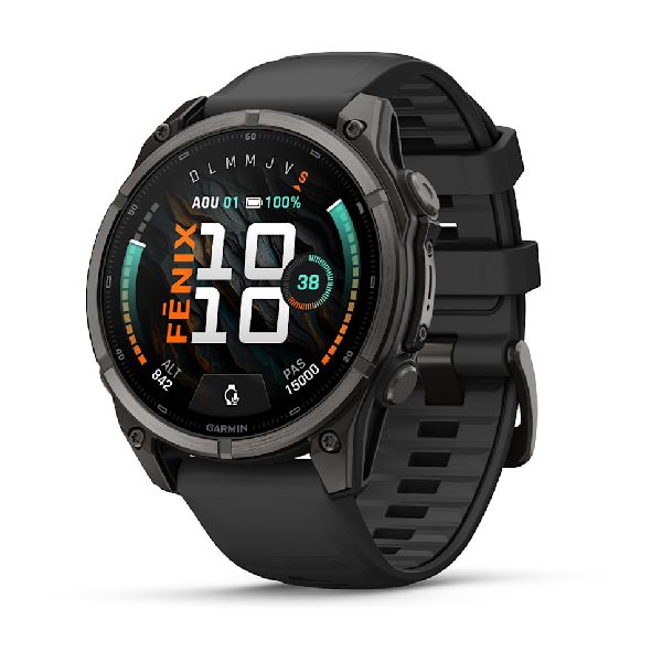 fenix® 9 - 47mm - Carbon Gray DLC Titanium with Black Silicone Band