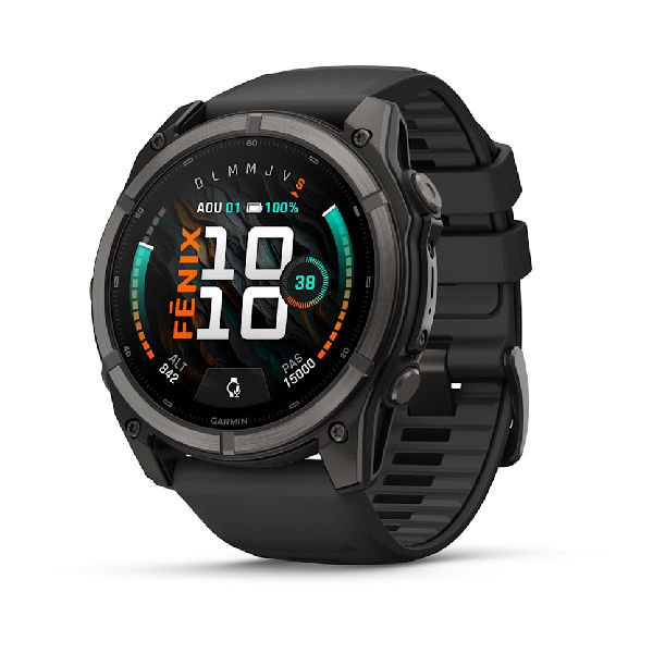 fenix® 9 - 51mm - Carbon Gray DLC Titanium with Black Silicone Band