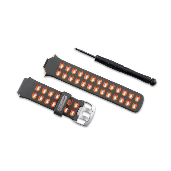 ForeRunner® 310XT Watch Band - Silicone Gray/Orange with Silver Hardware