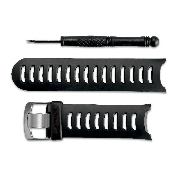 ForeRunner® 610 Watch Band - Silicone Black/Gray with Silver Hardware