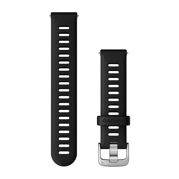 Quick Release Bands (18 mm) - Black Silicone with Silver Hardware - 175 mm