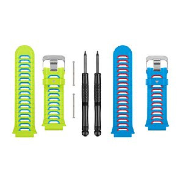 ForeRunner® 920XT Watch Band - Kit Silicone Green/Blue & Blue/Red with Silver Hardware