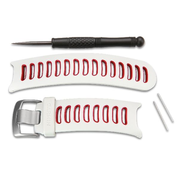 Approach® S3 Watch Bands - White/Red Silicone with Silver Hardware