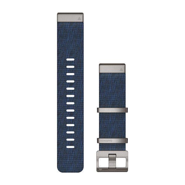 QuickFit® 22 Watch Bands - Indigo Jacquard-weave Nylon with Silver Hardware - 222 mm
