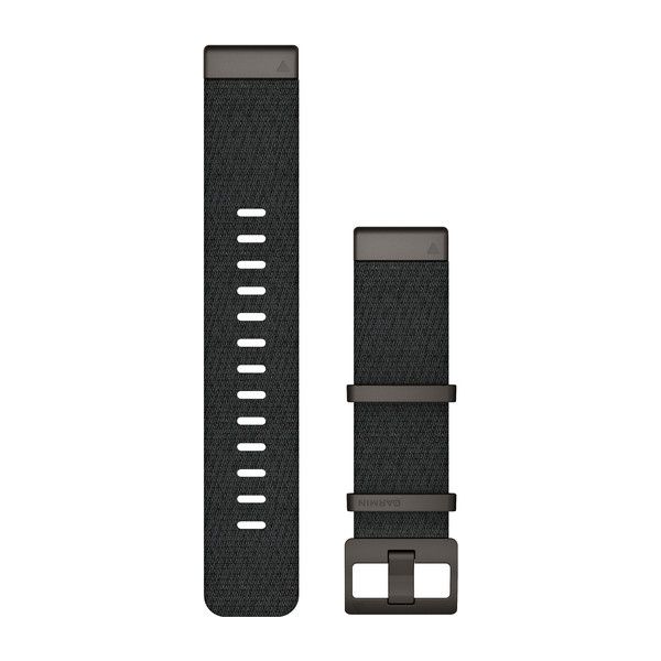 QuickFit® 26 Watch Bands - Heathered Black Jacquard-weave Nylon with Slate Hardware - 222 mm