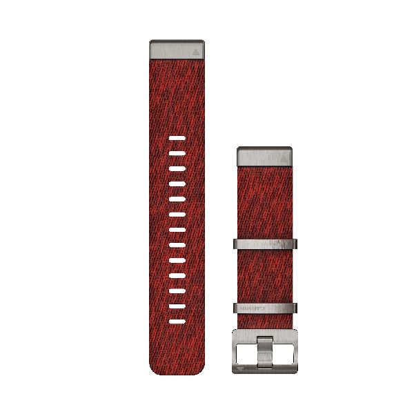 Bracelets de Montre QuickFit® 22 - Nylon Rouge Chiné Jacquard-weave avec Fermeture Ardoise - 222 mm