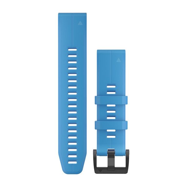 QuickFit® 22 Watch Bands - Cyan Blue Silicone with Black Hardware - 214 mm
