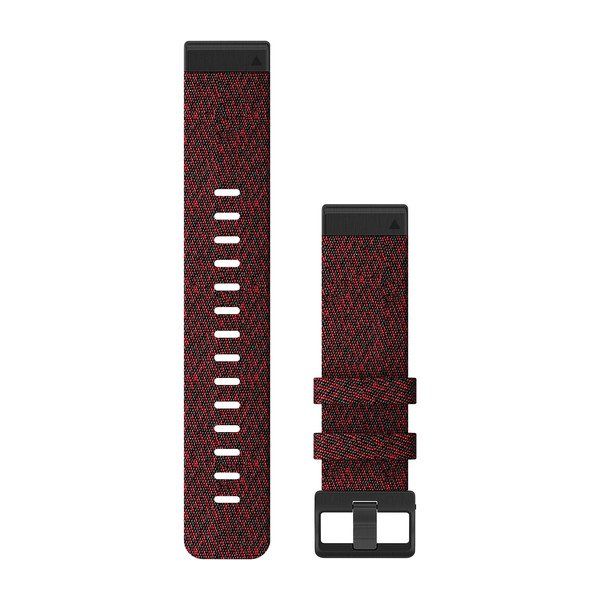 QuickFit® 22 Watch Bands - Heathered Red Nylon with Black Hardware - 219 mm