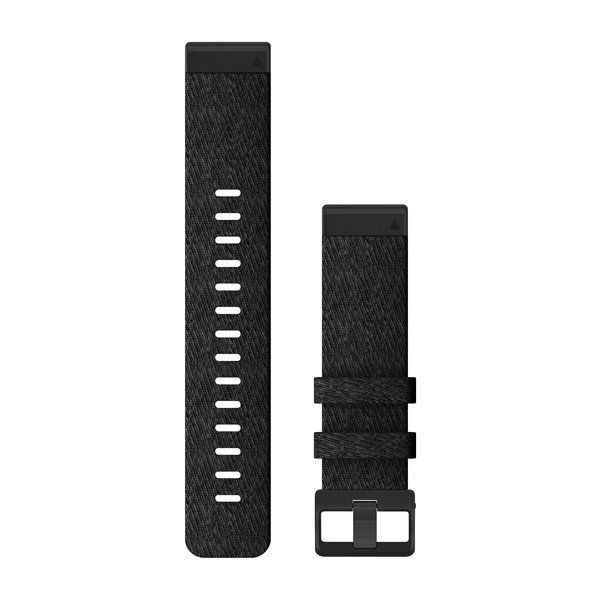 QuickFit® 22 Watch Bands - Heathered Black Nylon with Black Hardware - 219 mm
