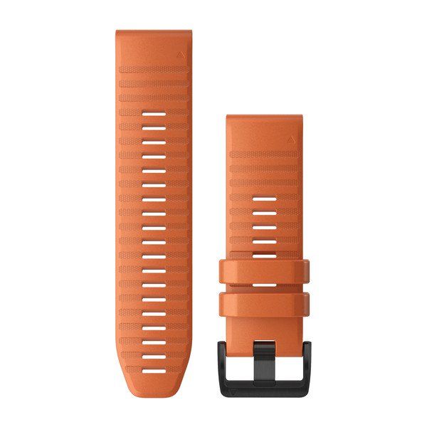 QuickFit® 26 Watch Bands - Ember Orange Silicone with Black Hardware - 219 mm