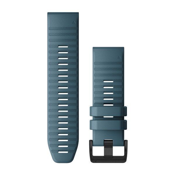 QuickFit® 26 Watch Bands - Lakeside Blue Silicone with Black Hardware - 219 mm