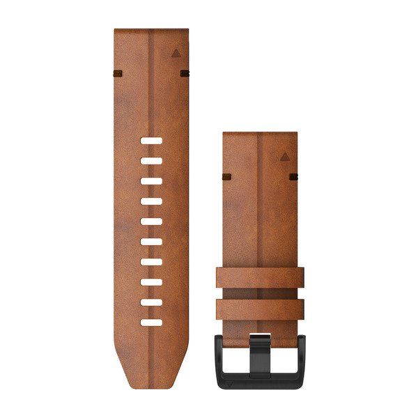 QuickFit® 26 Watch Bands - Chestnut Leather with Black Hardware - 228 mm