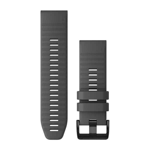 Bracelets de montre QuickFit® 26 - Silicone Gris ardoise avec Fermeture Noir - 219 mm
