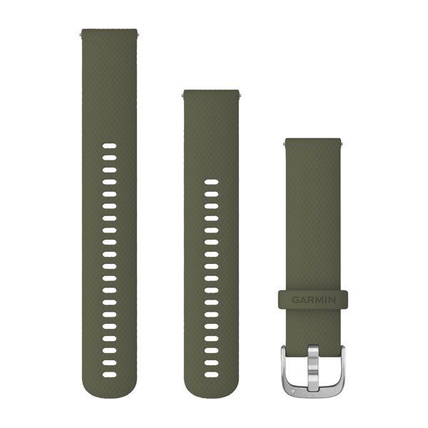 Quick Release Bands (20 mm) - Moss Silicone with Silver Hardware - 218 mm