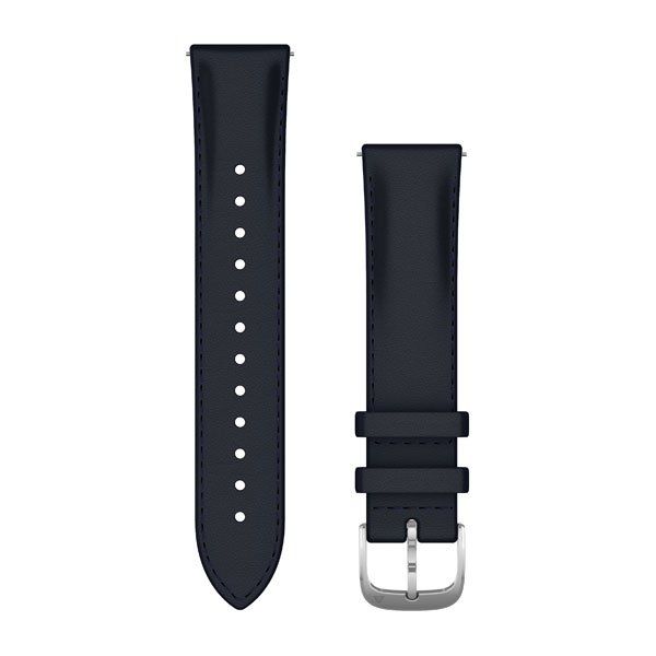 Quick Release Bands (20 mm) - Navy Italian Leather with Silver Hardware - 190 mm