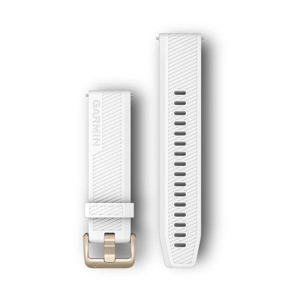 Quick Release Bands (20 mm) - White Silicone with Light Gold Hardware - 186 mm