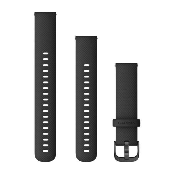 Quick Release Bands (18 mm) - Black Silicone with Slate Hardware - 195 mm