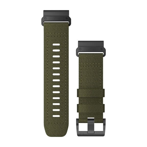 Bracelets de Montre QuickFit® 26 - Nylon tactical Vert ranger avec Fermeture Noir - 224 mm