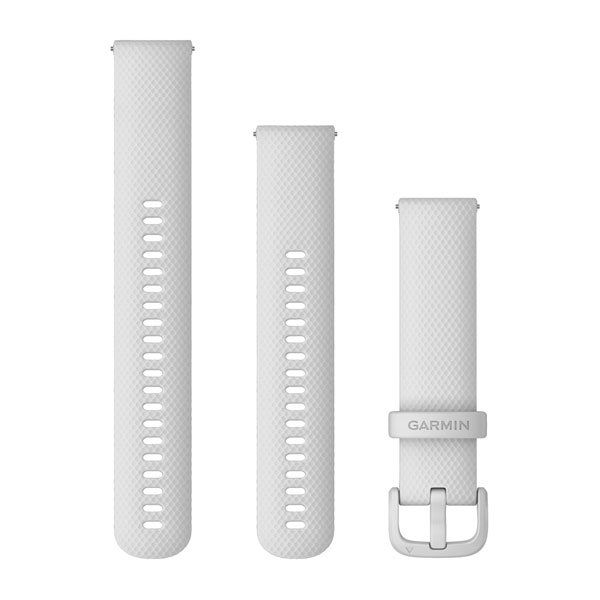 Quick Release Bands (20 mm) - White Silicone with White Hardware - 218 mm