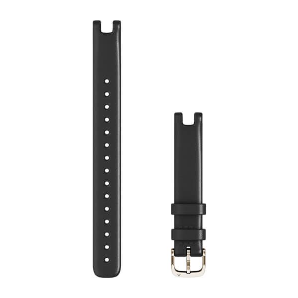 Lily™ Bands (14 mm) - Black Italian Leather with Cream Gold Hardware (Large)