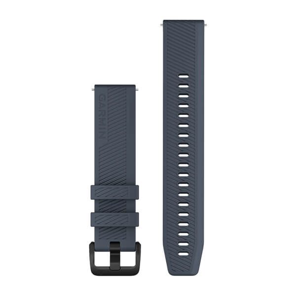 Quick Release Bands (20 mm) - Granite Blue Silicone with Black Hardware - 202 mm