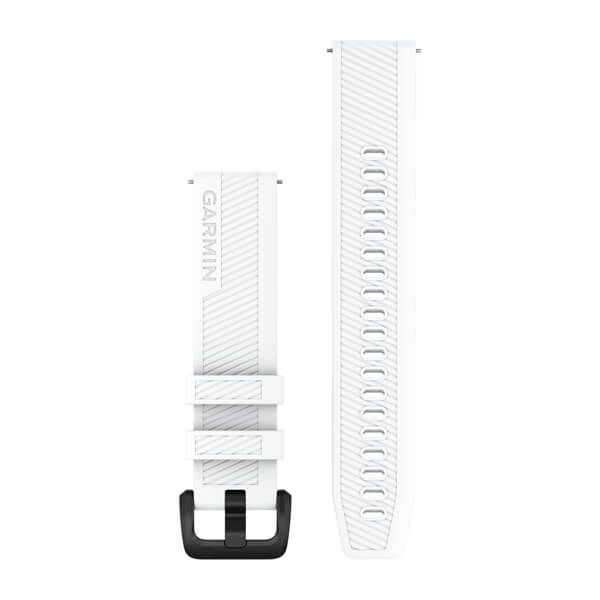 Quick Release Bands (20 mm) - White Silicone with Black Hardware - 202 mm