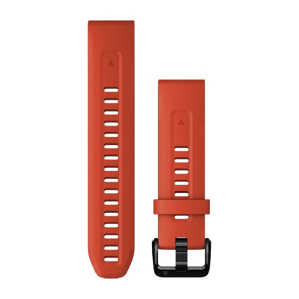 QuickFit® 20 Watch Bands - Flame Red Silicone with Black Hardware - 194 mm
