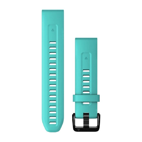 Bracelets de montre QuickFit® 20 - Silicone Turquoise avec Fermeture Noir - 194 mm