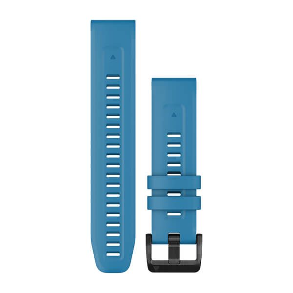 QuickFit® 22 Watch Bands - Cirrus Blue Silicone with Black Hardware - 219 mm