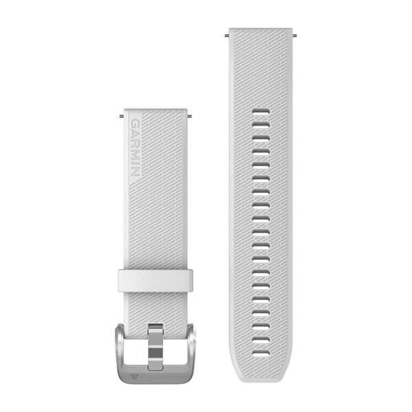 Quick Release Bands (20 mm) - White Silicone with Silver Hardware - 176 mm