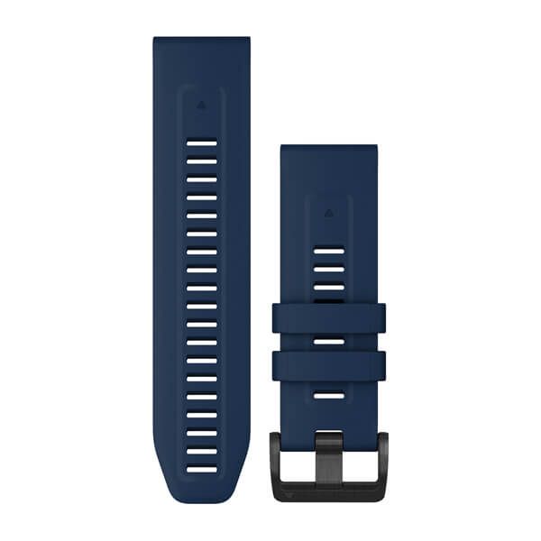 QuickFit® 26 Watch Bands - Captain Blue Silicone with Black Hardware - 223 mm