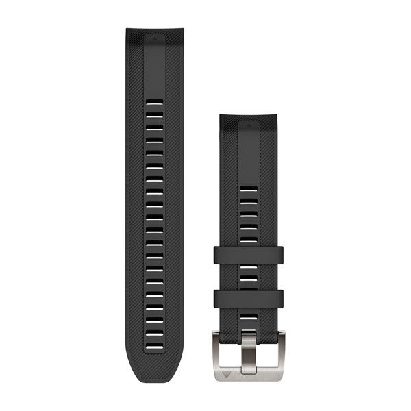QuickFit® 22 Watch Bands - Black Silicone with Silver Hardware - 232 mm