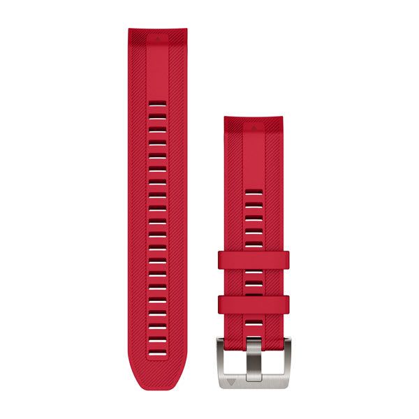 QuickFit® 22 Watch Bands - Red Plasma Silicone with Silver Hardware - 232 mm