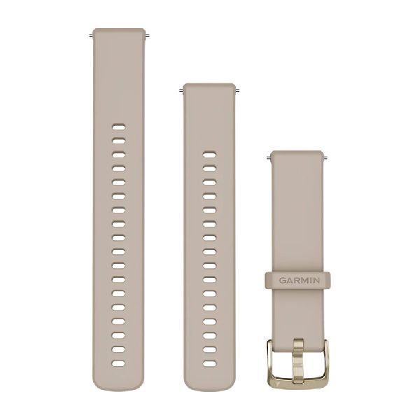 Quick Release Bands (18 mm) - French Gray Silicone with Soft Gold Hardware - 195 mm