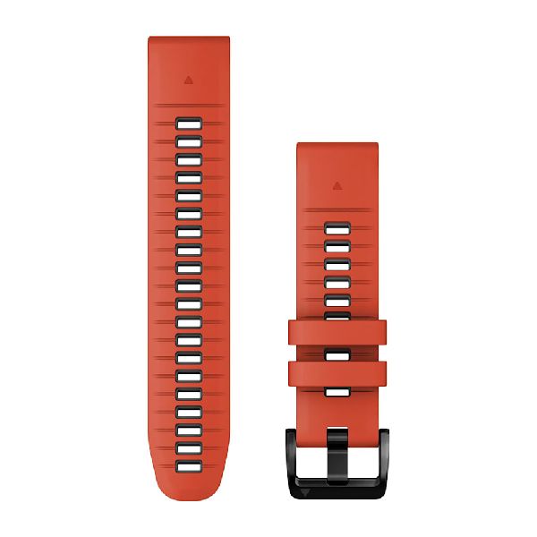 QuickFit® 22 Watch Bands - Flame Red/Graphite Silicone with Black Hardware - 219 mm