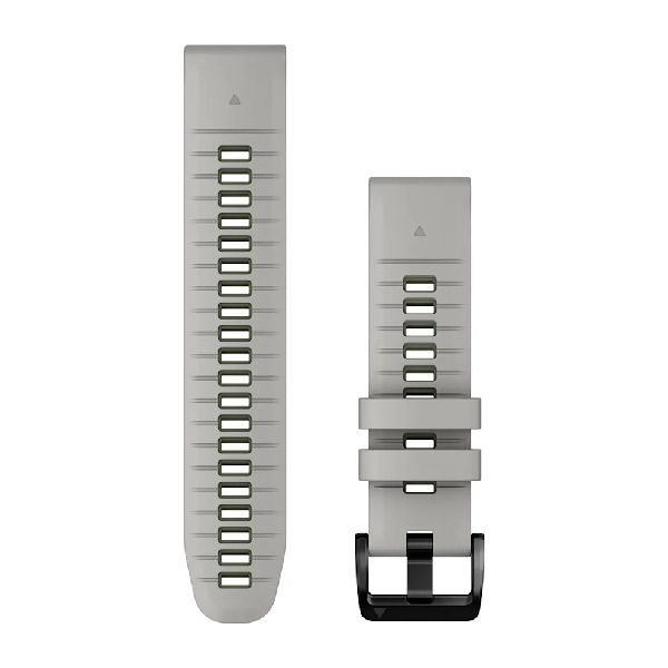 QuickFit® 22 Watch Bands - Fog Gray/Moss Silicone with Black Hardware - 219 mm